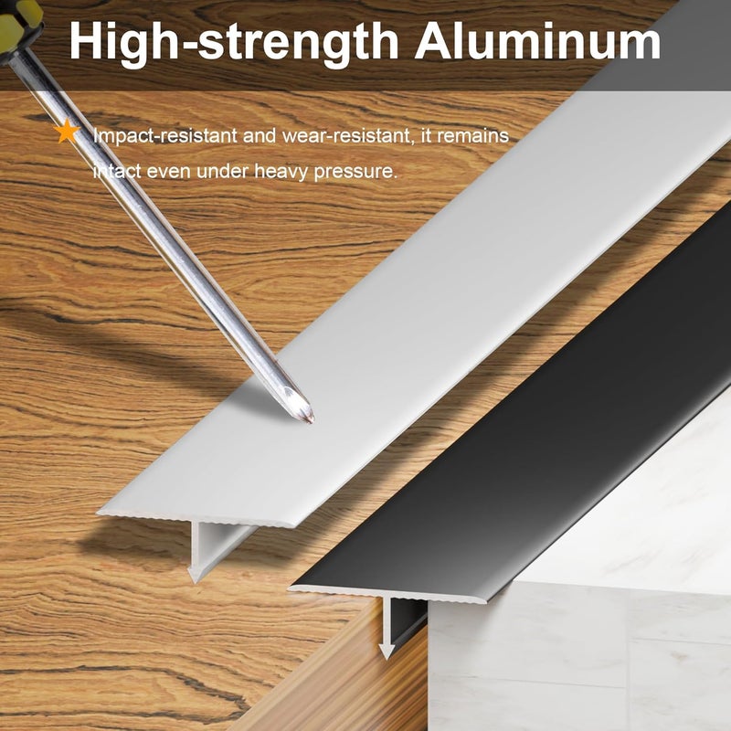KTINITK 3Pcs Aluminum T-Molding, Floor Transition Strips, Floor Divider Trim, Threshold Strip, for Bridging Gaps Between Floors, or Between Wood Floors and Tiles (Brown 3pcs 35.4"x0.8") - Image 4